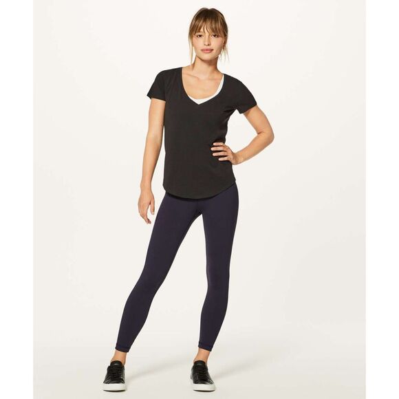 Lululemon Women’s Love Tee V | Black Pima Cotton V-Neck Relaxed Fit Top Sz 14 - Picture 1 of 6